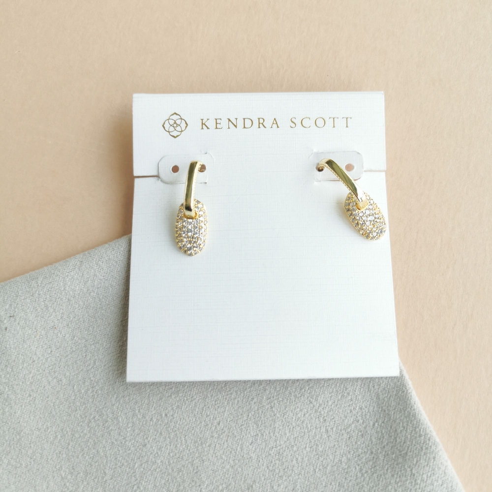 Kendra Scott Bailey Gold Pave Huggie Earrings